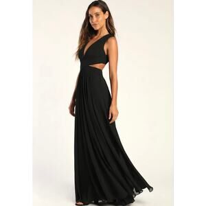 NWT Lulus Vivid Imagination Black Cutout Maxi Dress Size Small